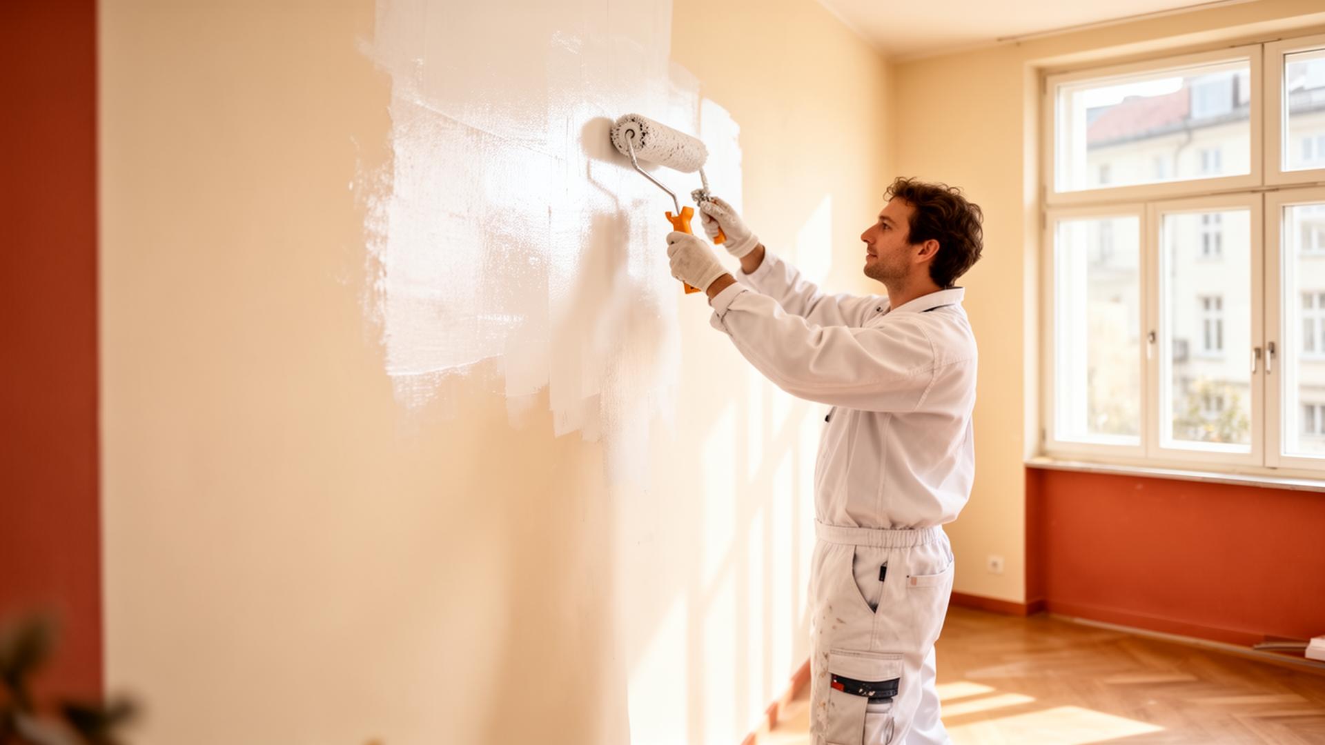 Maler in München bei der professionellen Wandgestaltung in einer Altbauwohnung